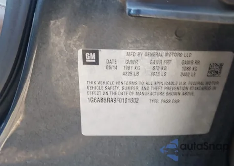 2015 Cadillac Ats Luxury z USA, uszkodzony, nr VIN 1G6AB5RA9F0101802